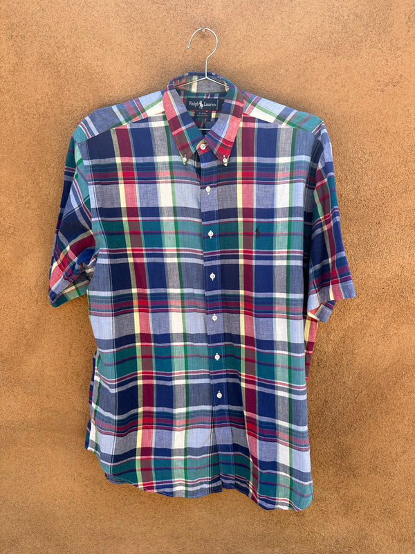Ralph Lauren "Blaire" Colorful Plaid Short Sleeve Shirt