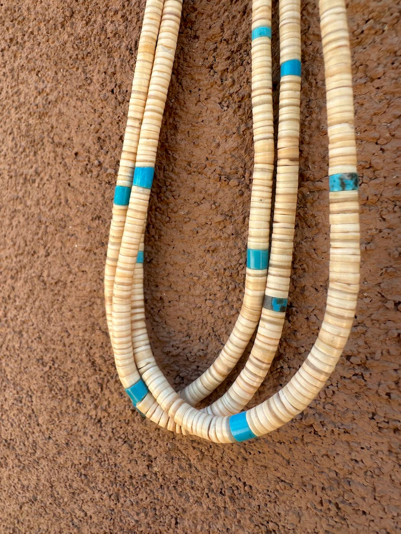 3 Band Shell & Turquoise Necklace