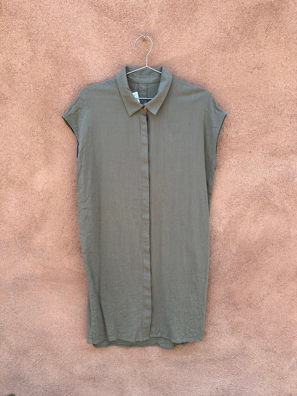 Olive Cotton Shirt Dress