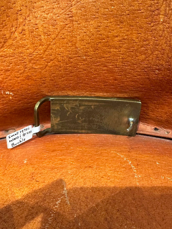 Small 1970's Wood & Brass Belt Buckle