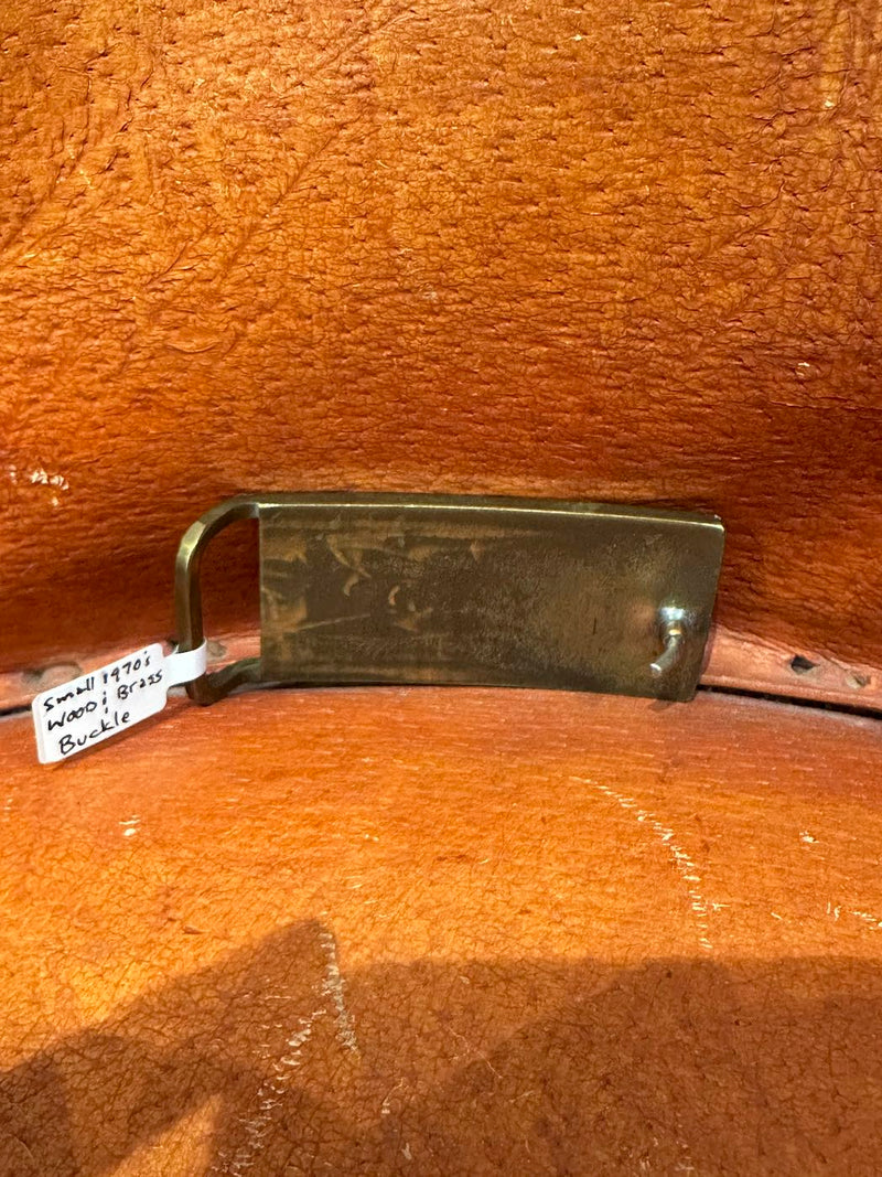 Small 1970's Wood & Brass Belt Buckle