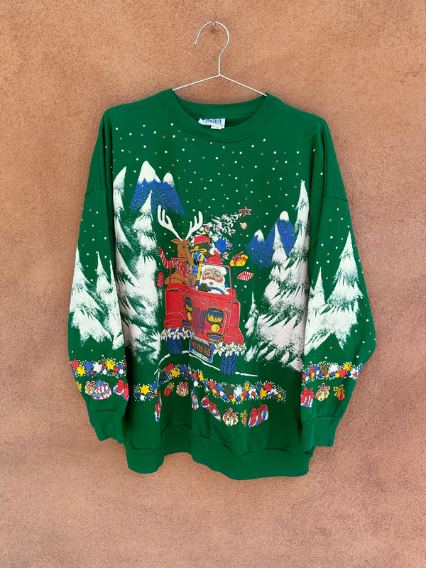 Ho Ho Ho Xmas Sweatshirt with Santa and Reindeer