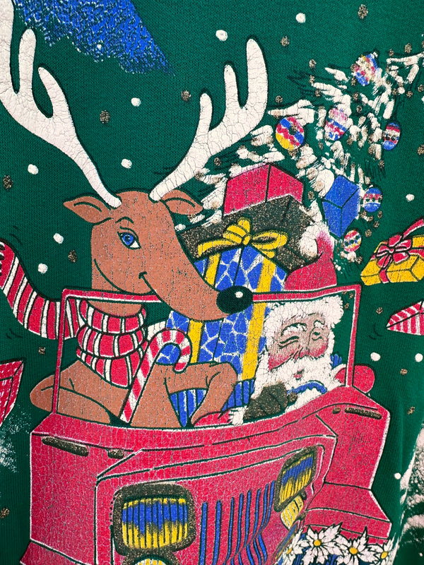 Ho Ho Ho Xmas Sweatshirt with Santa and Reindeer
