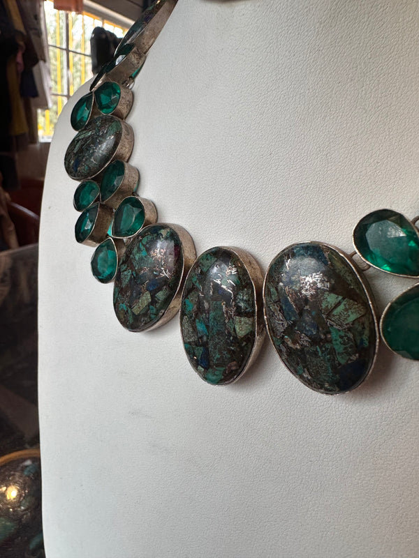 Turquoise, Copper and Glass Necklace