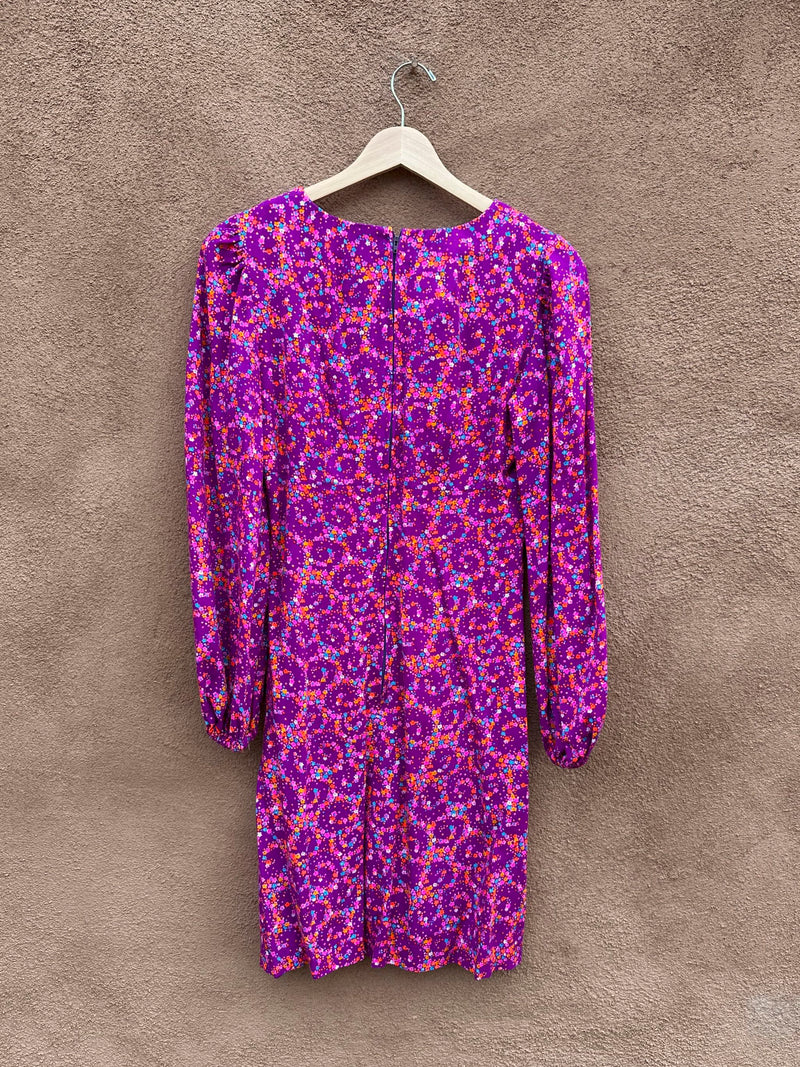 Vintage Mod 1960's Purple Floral Go Go Long Sleeve Dress Vintage Mod 1960's Purple Floral Go Go Long Sleeve Dress