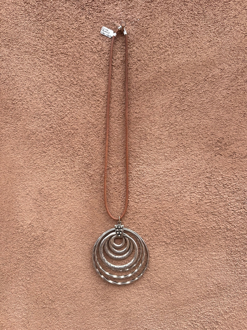 Sterling Silver Circle Pendant on Leather