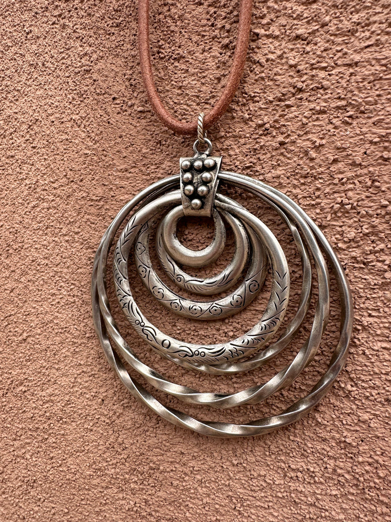 Sterling Silver Circle Pendant on Leather