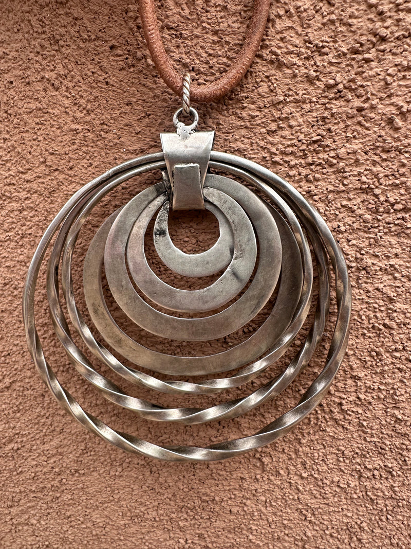 Sterling Silver Circle Pendant on Leather