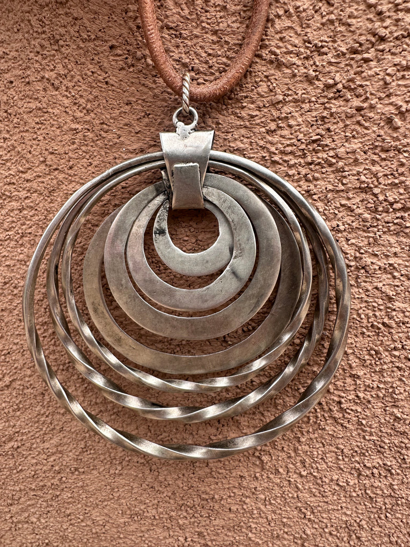 Sterling Silver Circle Pendant on Leather
