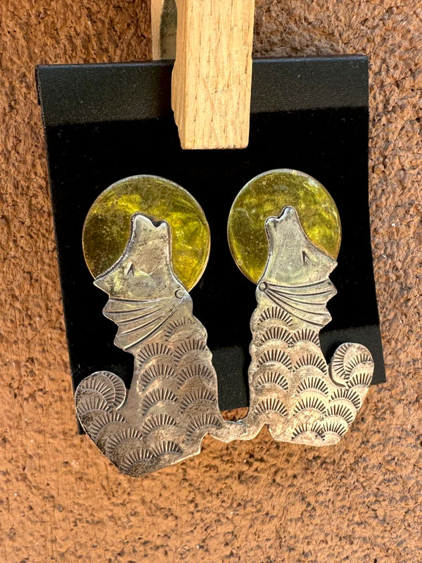 Sterling Silver Coyote Earrings