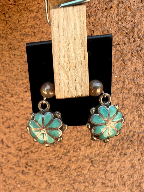 Needlepoint Turquoise Suns Earrings