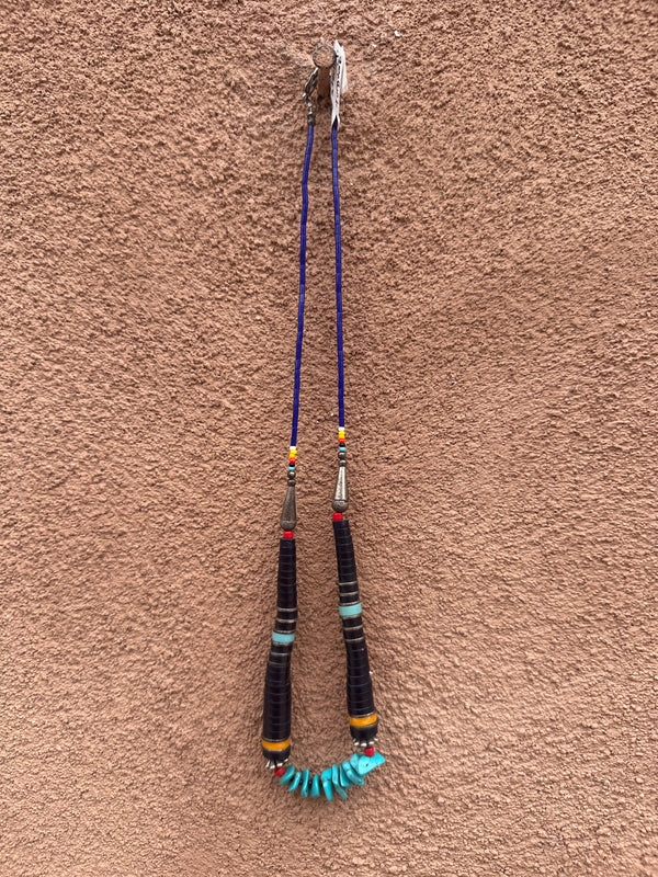 Lapis, Onyx, Turquoise & Sterling Silver Necklace