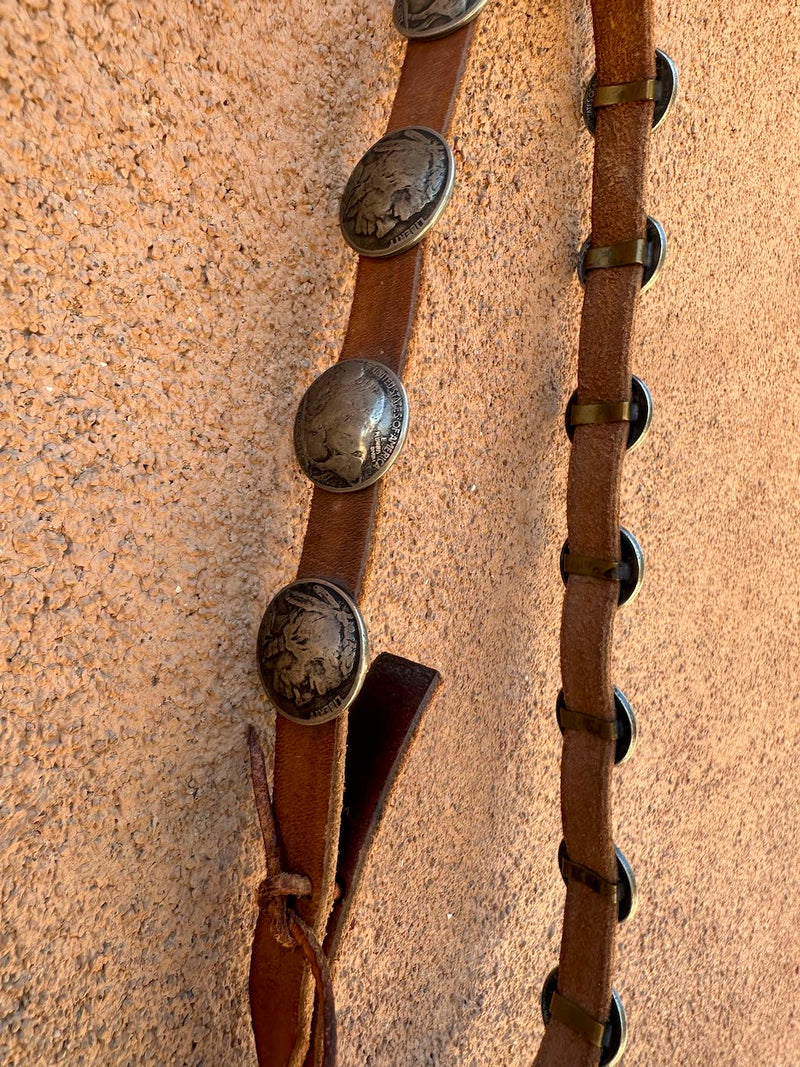 Brown Leather Buffalo Nickel Hat Band
