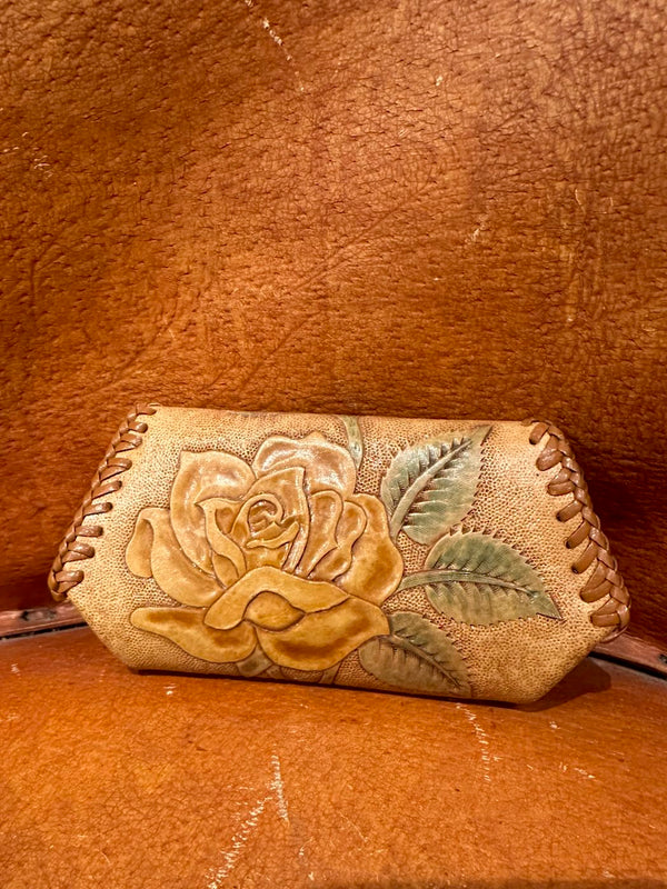 Rose Hand Tooled Leather Coin Purse