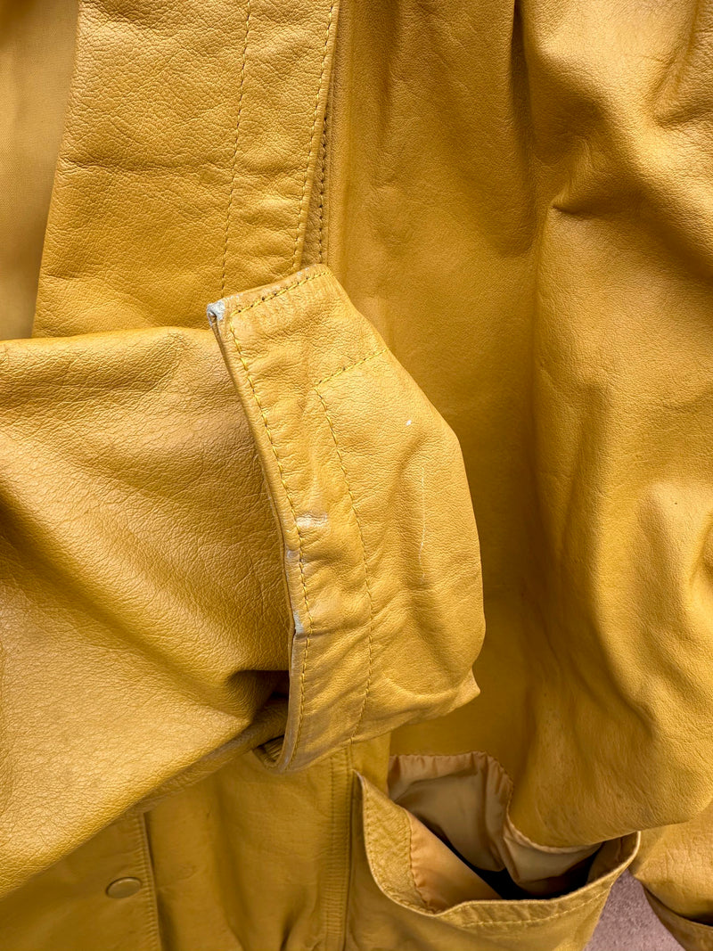 90's GIII Yellow Leather Jacket - Large
