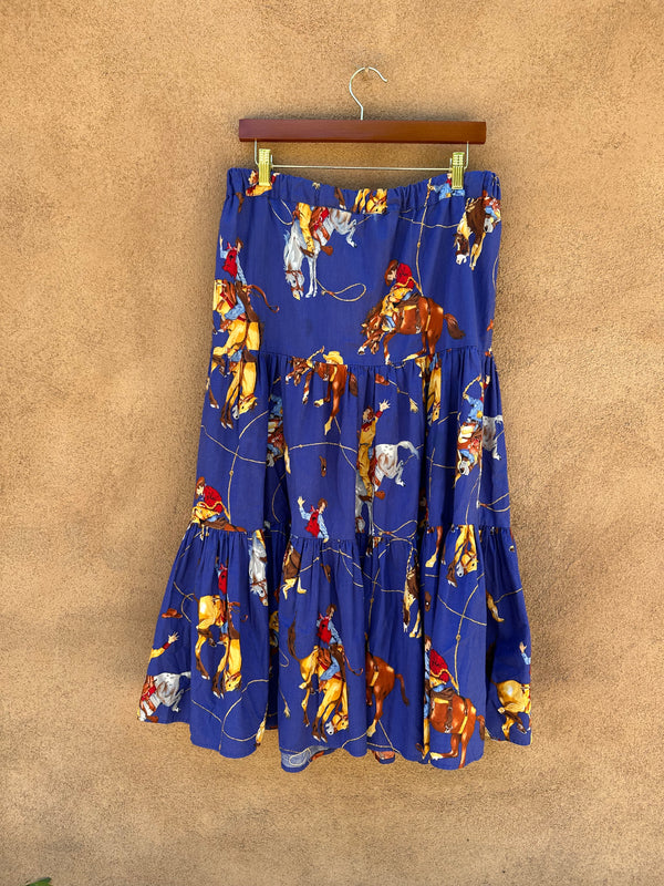 Rodeo Print Full Midi Skirt