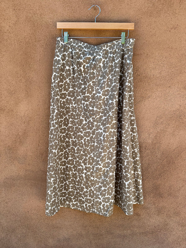 Tan & Beige Floral Silk Skirt
