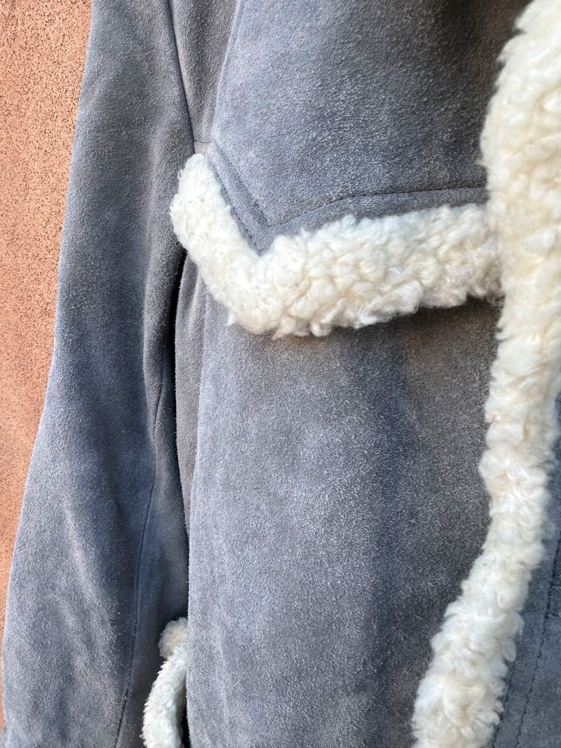 Gray Suede Shearling Rancher Jacket, 1980's