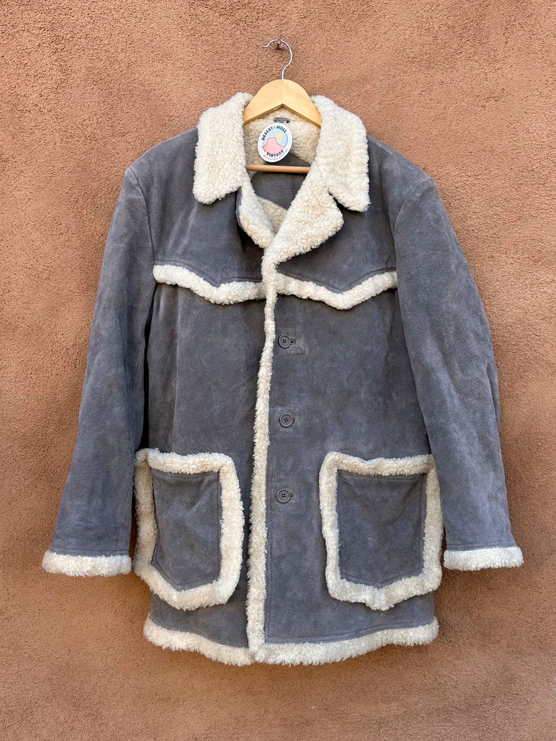 Gray Suede Shearling Rancher Jacket, 1980's