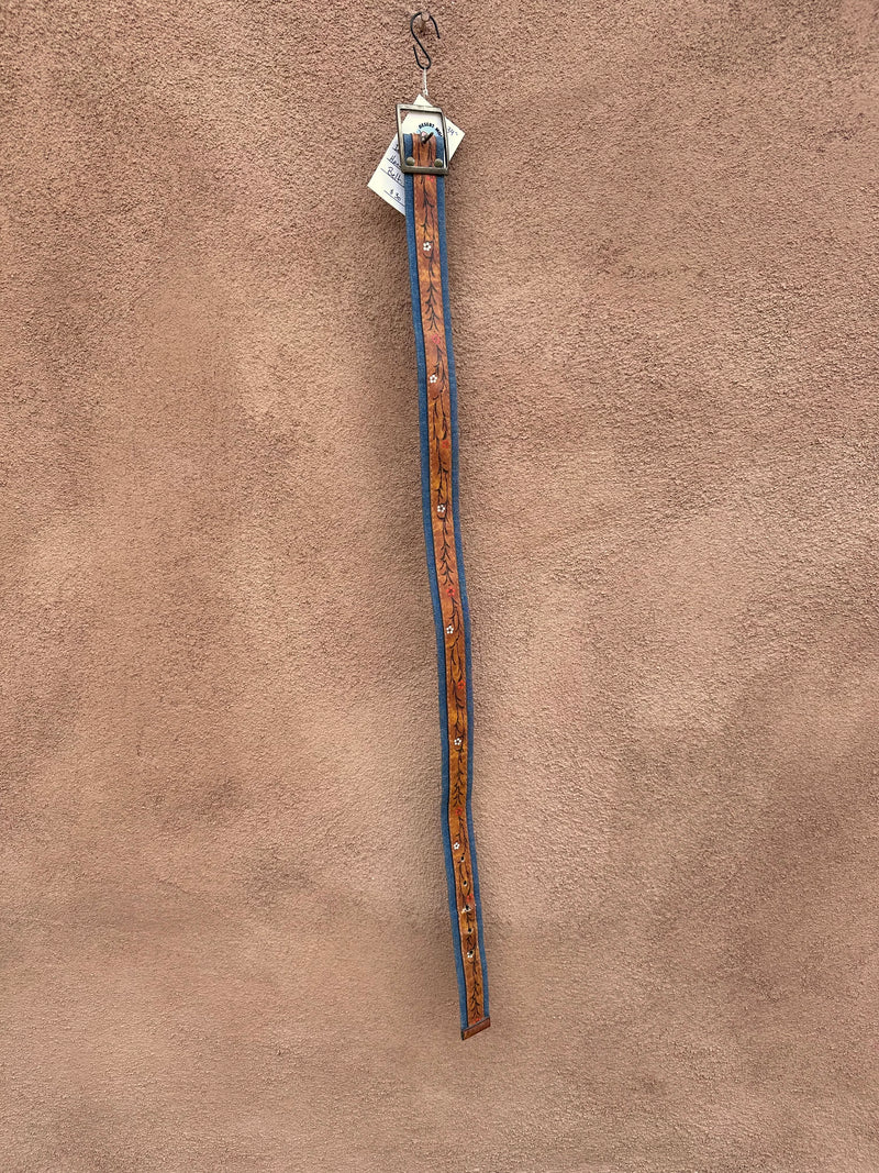 Denim and Leather Hand Painted Belt - 30, 34