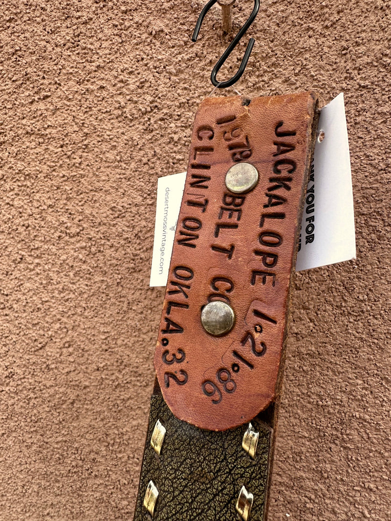Jackalope Belt Co. Clinton, Oklahoma Leather Belt