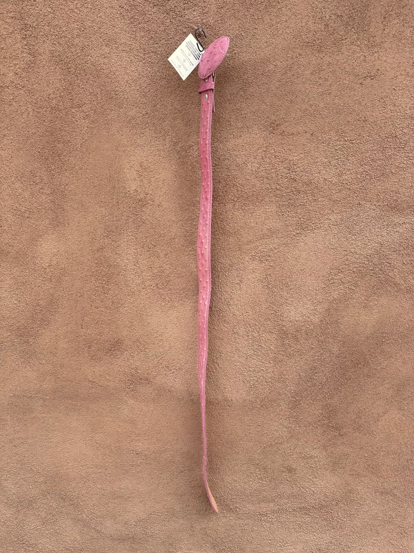 Pink Ostrich Leather Belt with Pink Ostrich Buckle - 42
