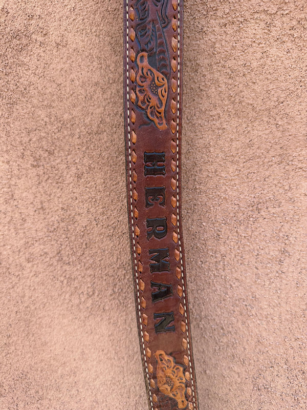 Hand Tooled Leather "Herman" Belt - Floral
