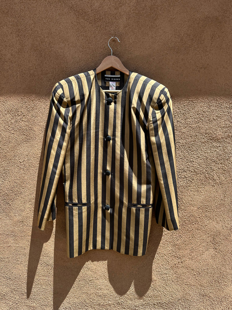 Saks Fifth Avenue The Works Gold and Black Silk Blazer