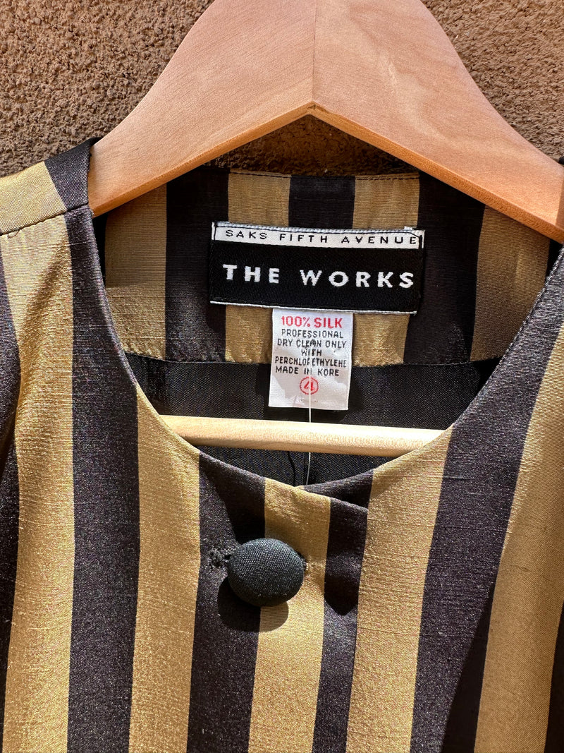 Saks Fifth Avenue The Works Gold and Black Silk Blazer