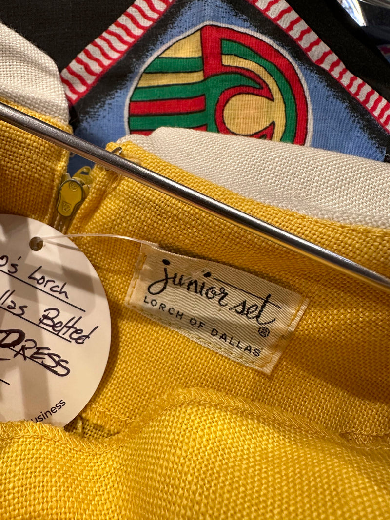 1960's Lorch of Dallas Belted Go Go Dress - Yellow