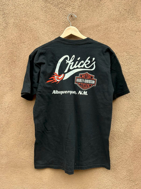 1997/1998 Chicks Harley Davidson V-neck T-shirt, Albuquerque, NM