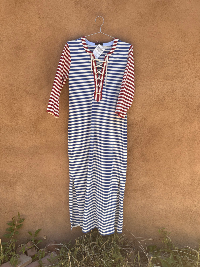 J.Crew Lace Up Neck Nautical Stripe Dress (not vintage)