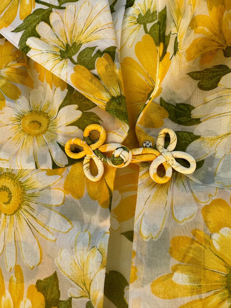 1960's Sunflower Dress with Matching Sheer "Coat"