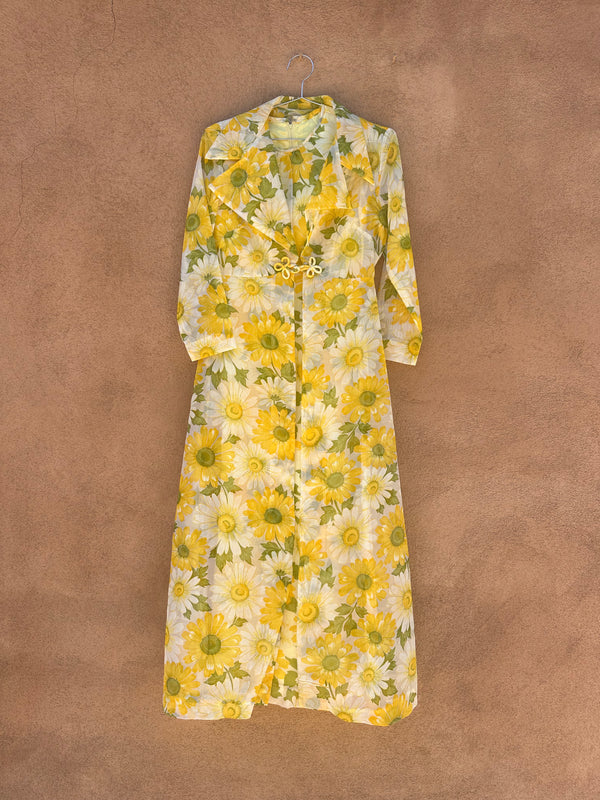 1960's Sunflower Dress with Matching Sheer "Coat"