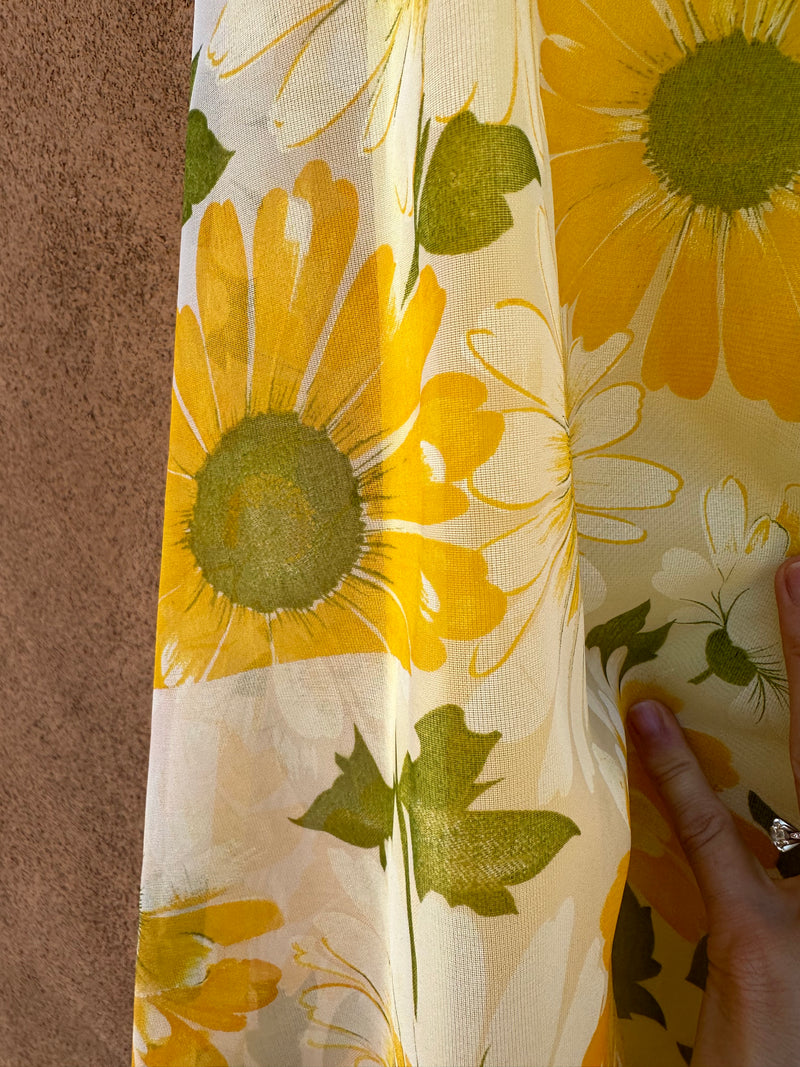 1960's Sunflower Dress with Matching Sheer "Coat" & Cropped Jacket