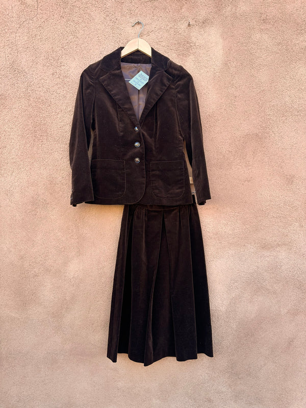 Brown Velveteen Jacket & Skirt