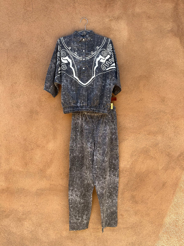 Abstract Southwestern Acid Wash 2-Piece Set (Top & Pants)