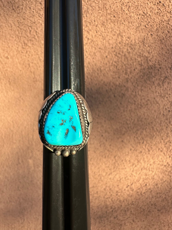1950's Old Pawn Turquoise and Silver Fan Ring