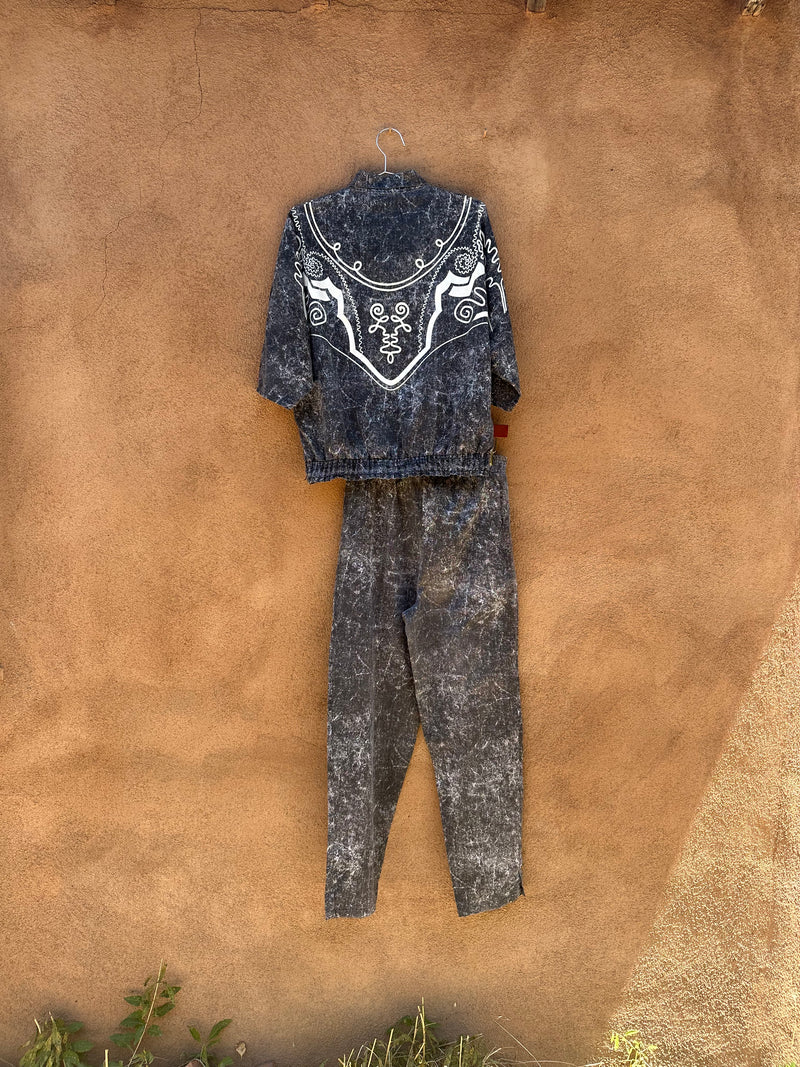 Abstract Southwestern Acid Wash 2-Piece Set (Top & Pants)