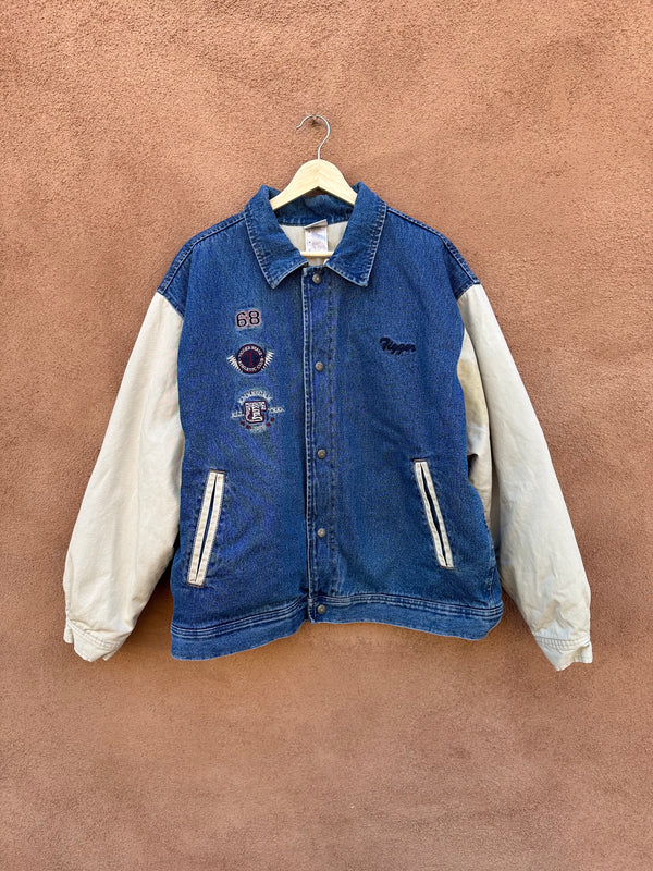 Tigger Denim Letterman Bomber - as is