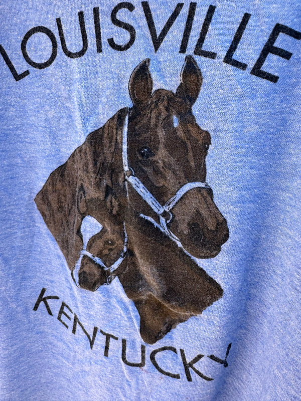 1970's Louisville, KY Blue Horse Ringer T-shirt
