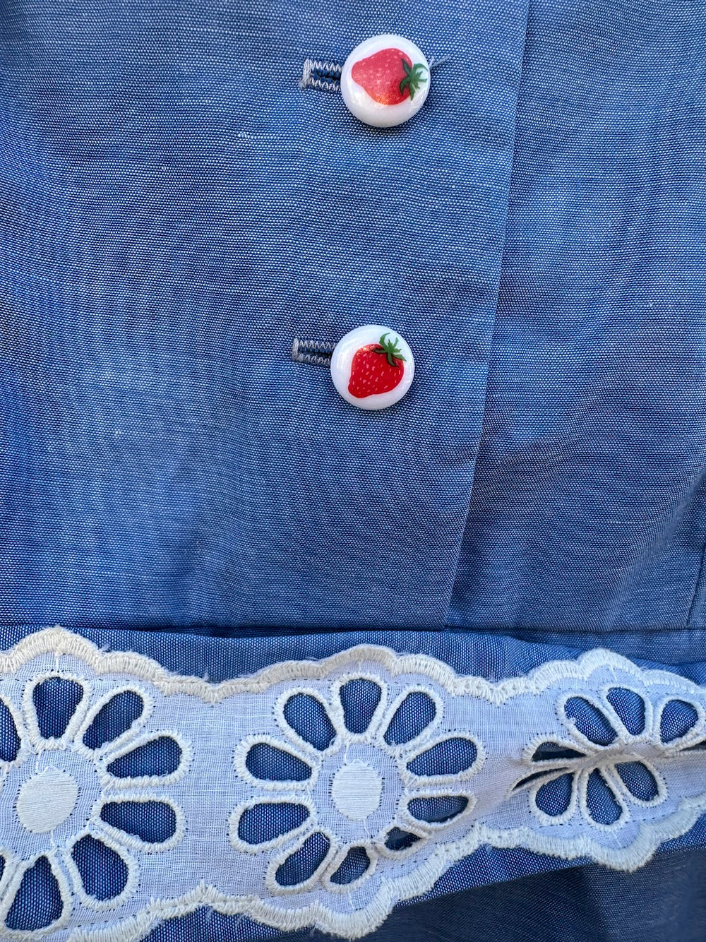 Vintage 1960's Alice of California Strawberry Buttons Maxi Dress