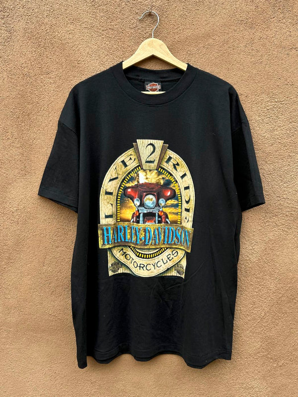 Live to Ride Harley Davidson Motorcycles 1992 T-shirt, as is