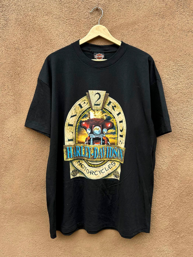 Live to Ride Harley Davidson Motorcycles 1992 T-shirt, as is