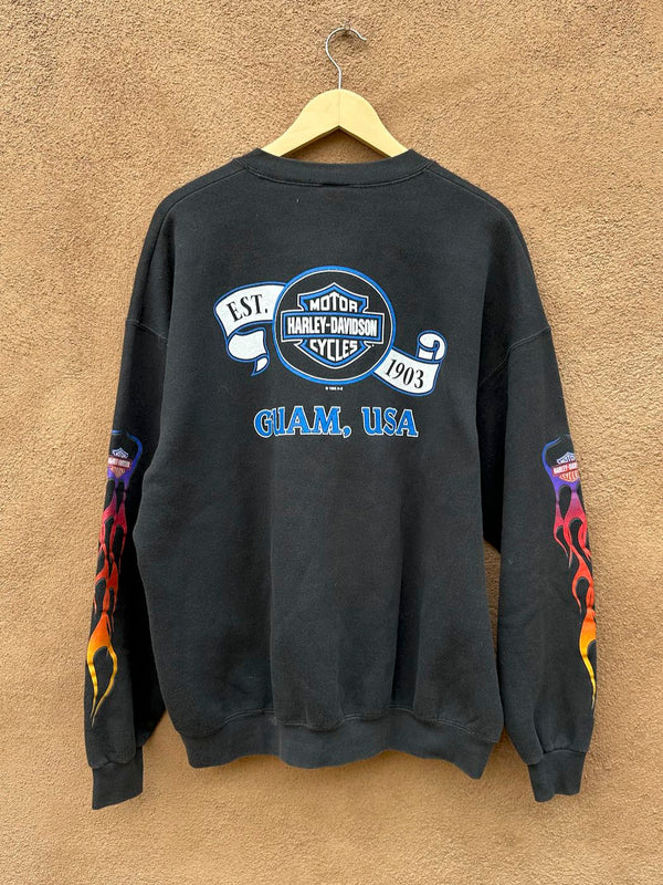 1995 Harley Davidson Motor Cycles Guam, USA Flames Sweatshirt