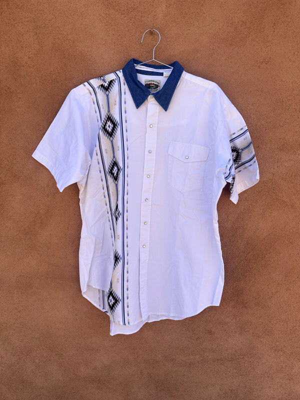 White Southwest Print Cowboy Shirt