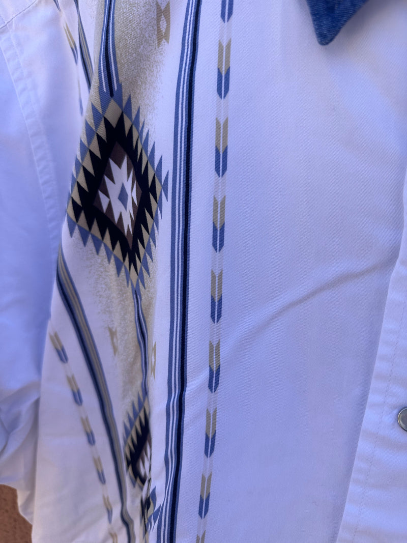 White Southwest Print Cowboy Shirt