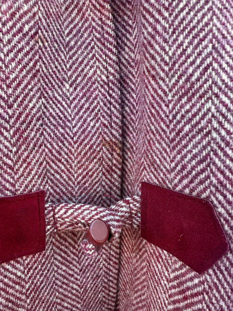 1960's Raspberry 100% Wool Toggle Coat with Hood