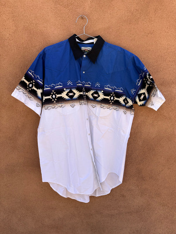 Blue & White Southwest All Over Print Short Sleeve Shirt