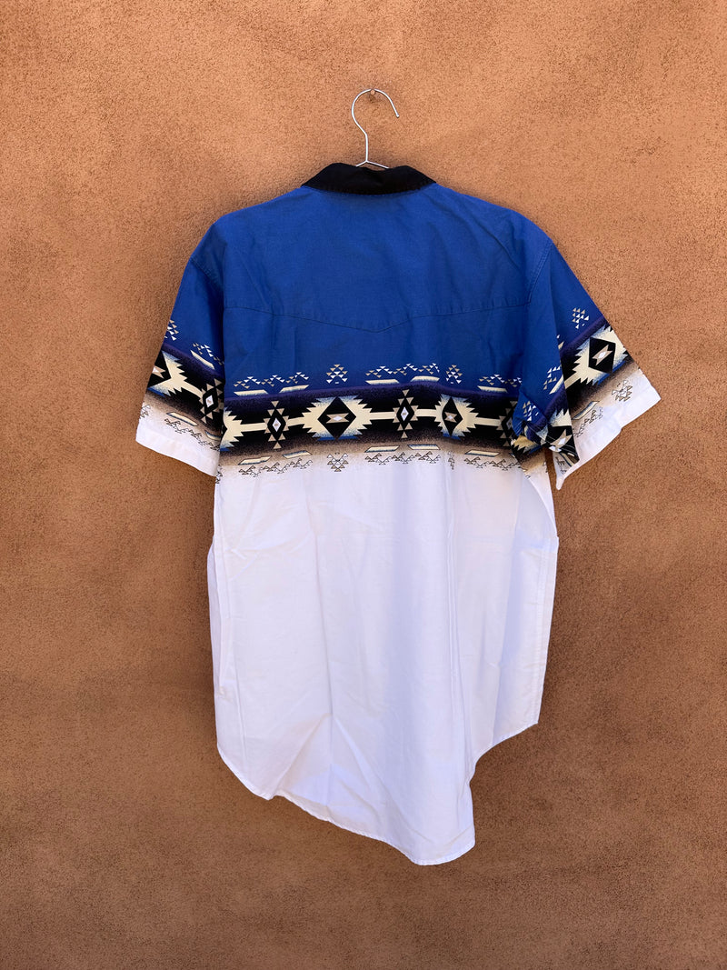 Blue & White Southwest All Over Print Short Sleeve Shirt